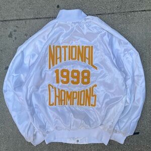 Vintage 90s national champ white satin jacket